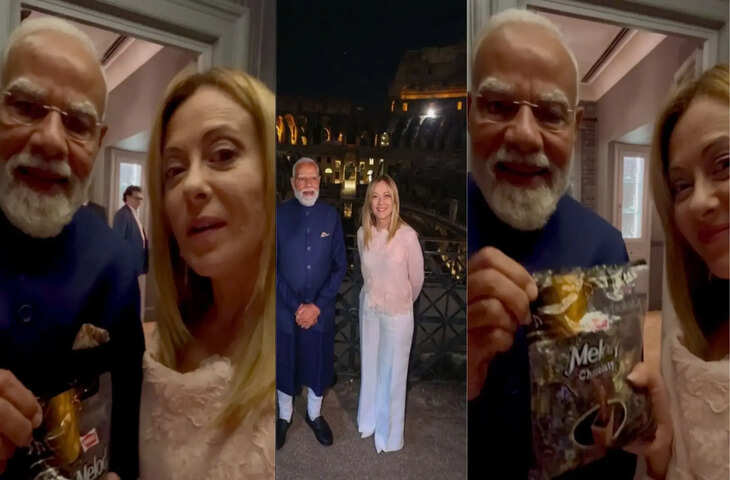 PM मोदी ने जॉर्जिया मेलोनी को गिफ्ट की चॉकलेट, इटली की पीएम ने खुद शेयर किया &lsquo;मेलोडी मोमेंट&rsquo;, सोशल मीडिया पर छाया वीडियो