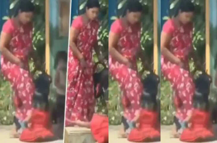 रोती-बिलखती रही बच्ची, महिला करती रही मारपीट,&nbsp;आंगनवाड़ी का वीडियो देख भड़के यूजर्स&nbsp;