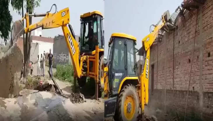 Faridabad अवैध निर्माण पर बुलडोजर चला