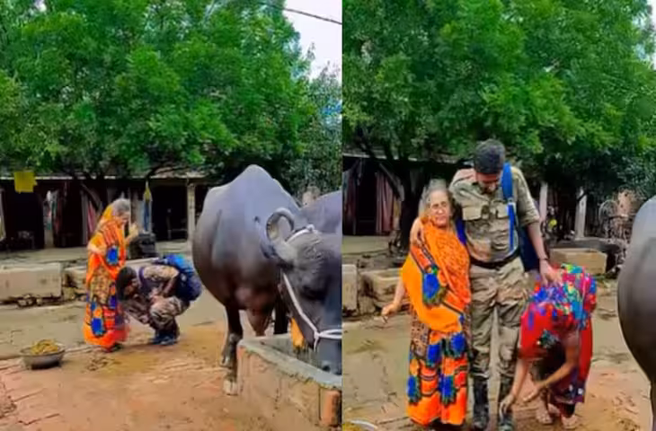 &lsquo;मैं वापस आऊंगा फिर अपने गांव में&rsquo;, सीमा से घर लौटा जवान, पत्नी ने छुए पैर, खुशी से छलक पड़े आंसू