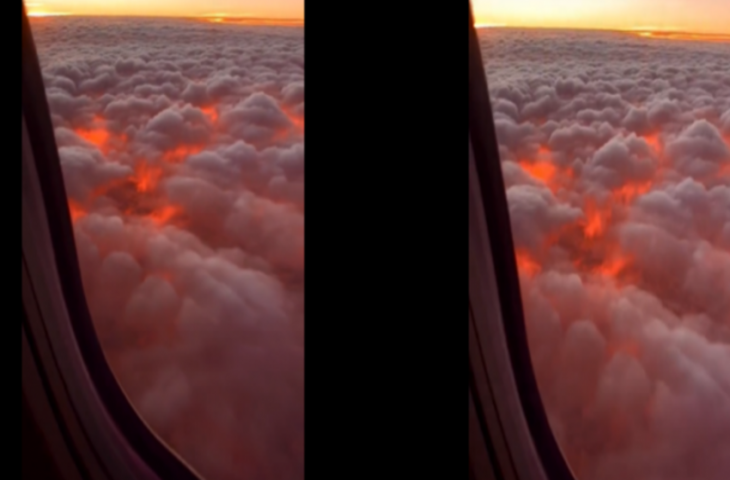 आसमान के ऊपर, बादलों में से ऐसा दिखता है सूर्यास्त, कैमरे में कैद हुआ प्रकृति का अद्भुत नजारा