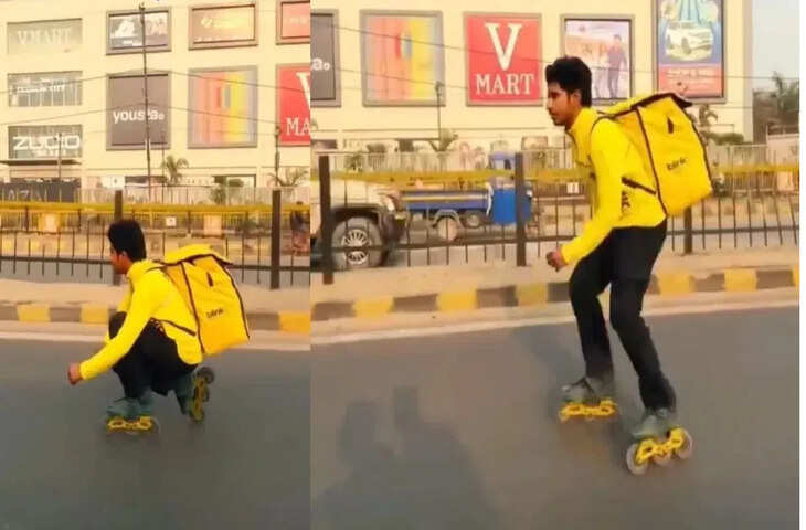 रोलर स्केट से डिलीवरी करता दिखा बंदा, वीडियो देख लोगों को आ गई Krish की याद