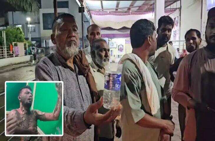 ईद मिलादुन्नबी की तैयारी के दौरान युवक को पेट्रोल डालकर जलाया, फुटेज में देंखे बचाने में 3 लोग भी झुलसे