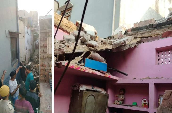 भरतपुर में मकान की दीवार ढहने से हादसा, 8 महिलाएं दब गईं; फुटेज में देंखे एक की मौत, 7 का इलाज जारी