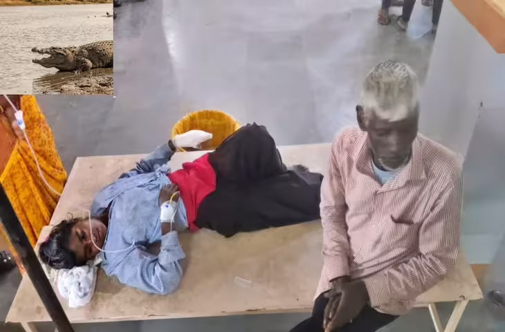 अलीगढ़ में मगरमच्छ का हमला, 18 वर्षीय युवती को खींच ले गया; चाची ने दरांती से आंख पर वार कर बचाई जान
