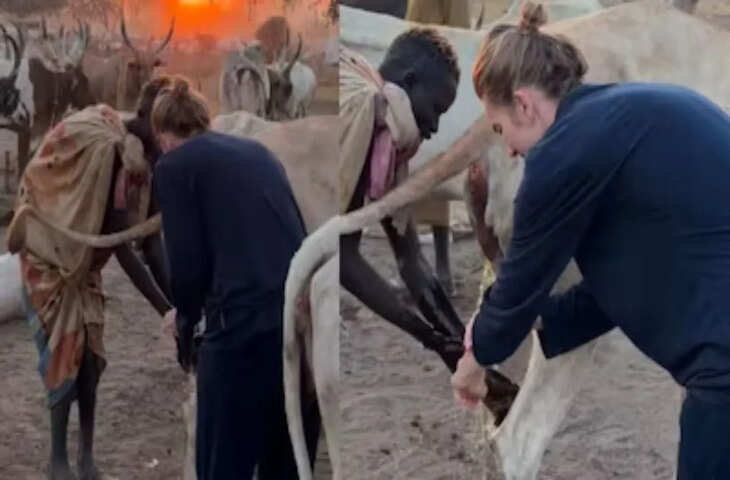 गोमूत्र से हाथ-मुंह धोता दिखा विदेशी! वायरल वीडियो में गिनाए इतने फायदे कि भारतियों को भी नहीं होगा मालूम&nbsp;