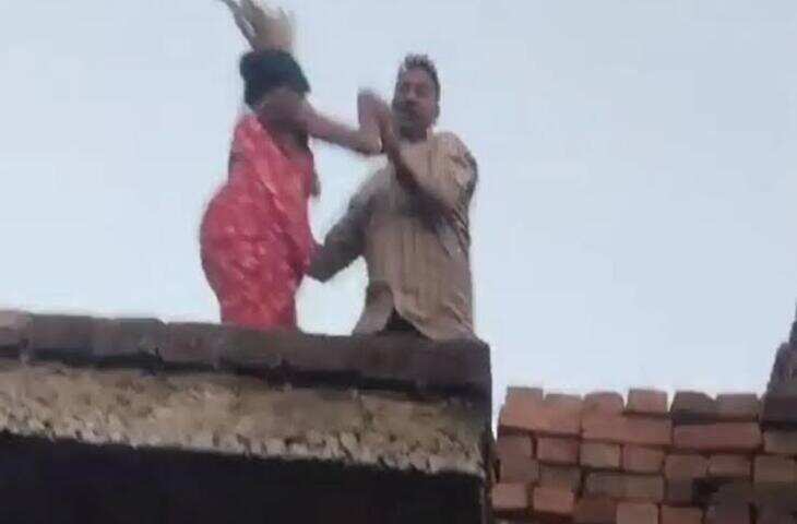 झगड़े के दौरान सिरफिरे की हैवानियत, महिला को छत से धक्का देकर फरार; VIDEO ने मचाई सनसनी​​​​​​​