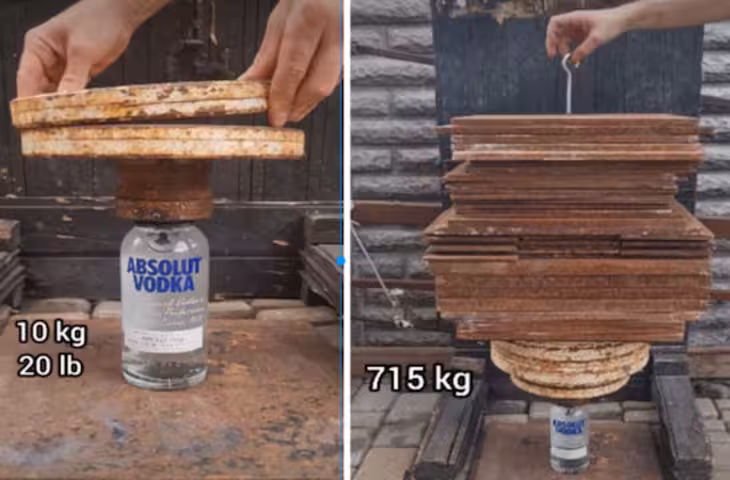 कितनी मजबूत होती है वोडका की बोतल? 715 किलो वजन रखते ही हुआ ऐसा हादसा, वीडियो देख रह जाएंगे हैरान