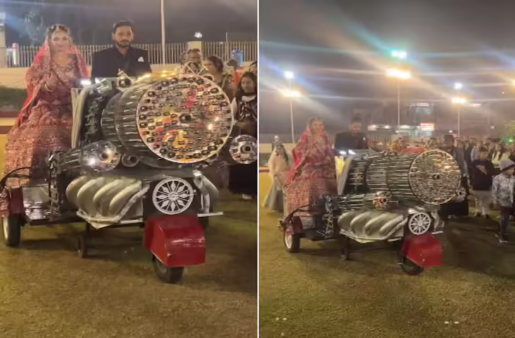 शादी में दिखा एनिमल मूवी वाला स्वैग, दूल्हा-दुल्हन की धमाकेदार एंट्री का वीडियो वायरल