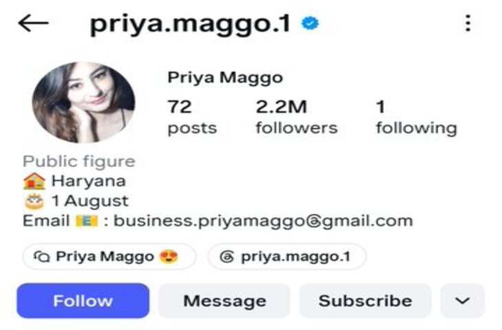 Viral Post: Priya Maggo के Instagram पर 22 लाख फॉलोअर्स का दावा, ₹390 की सब्सक्रिप्शन से कमाई की चर्चा