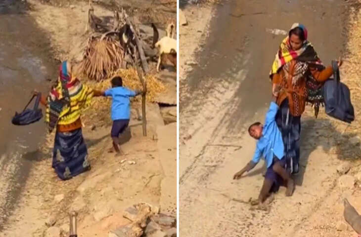 स्कूल जाने में नखरे कर रहा था बच्चा, मां ने यूं टांगकर पहुंचाया क्लास, देखें ये वायरल वीडियो