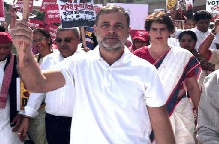 गांधी स्मारक की ओर INDIA ब्लॉक का प्रदर्शन: दिल्ली में भारी पुलिस बल के बीच सांसदों का मार्च, राहुल गांधी ने दिया तगड़ा बयान