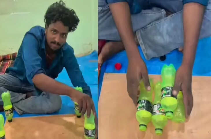 कोल्ड ड्रिंक बोतलों से बनी स्टाइलिश टेबल, देसी जुगाड़ ने जीता लोगों का दिल