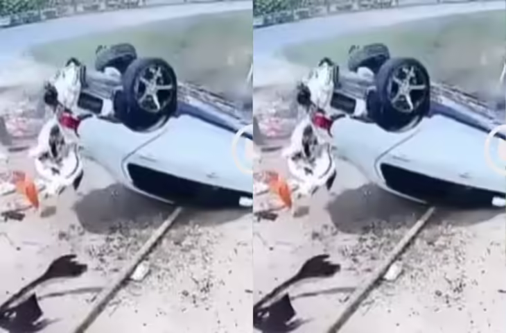 सोशल मीडिया पर वायरल हुआ सड़क हादसे का वीडियो, लड़की की जान तो बची लेकिन हालत देखकर लोग दंग