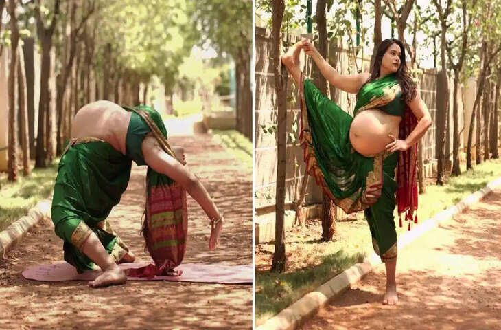 9 महीने की प्रेग्नेंट महिला का योग वीडियो वायरल, साड़ी में किए ऐसे-ऐसे आसन देखकर लोग रह गए सन्न&nbsp;