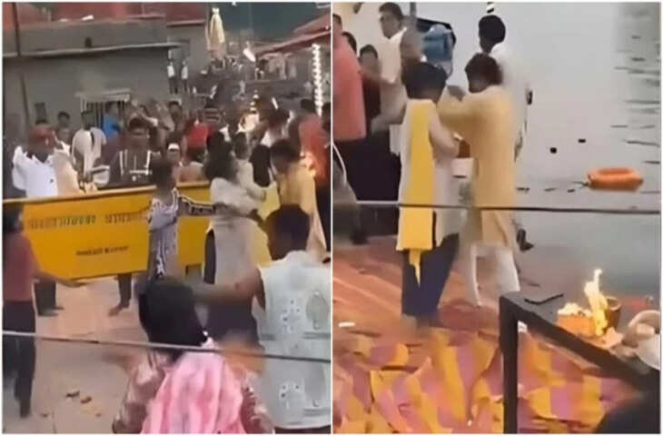उज्जैन में शिप्रा आरती के दौरान हंगामा, दीपक बेचने को लेकर महिला और पुजारी में मारपीट, वीडियो हुआ वायरल&nbsp;