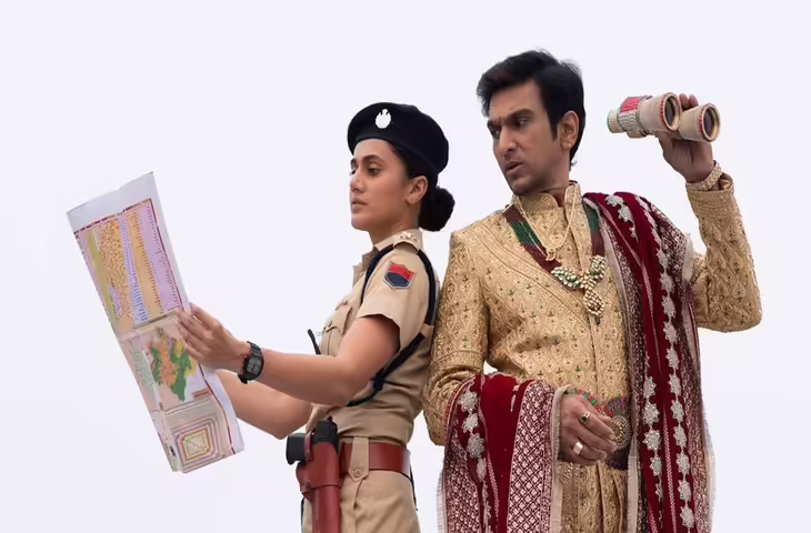 वीडियो में देखें शेखावाटी में तापसी पन्नू की फिल्म &lsquo;घूंघट&rsquo; की शूटिंग, खाकी वर्दी में दिखीं अभिनेत्री