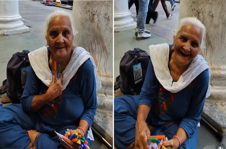 अमेरिकी शख्स ने दिल्ली में पेन बेच रही बुजुर्ग महिला की मदद कर दिखाई इंसानियत, वीडियो देख ओग जमकर कर रहे तारीफ&nbsp;