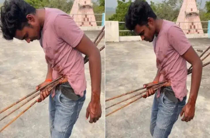 शुरू में दिखता है खतरनाक हादसा, पेट में घुसा सरिया निकालने की कोशिश कर रहा था शख्स, लेकिन अंत में सामने आई सच्चाई, Video ने सबको चौंका दिया