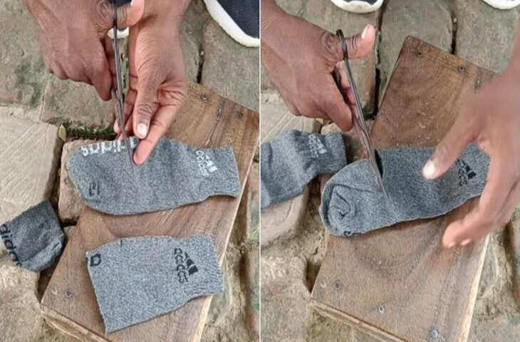 मोजे को काटकर शख्स ने किया कबाडा, फिर Video में आगे बनाया ऐसा जुगाड़, बोले- इंडिया में टैलेंट की कमी नहीं