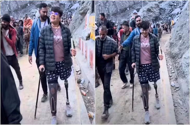 अटूट श्रद्धा की मिसाल! कृत्रिम पैर के सहारे अमरनाथ यात्रा पर निकली महिला, VIDEO ने जीता लोगों का दिल