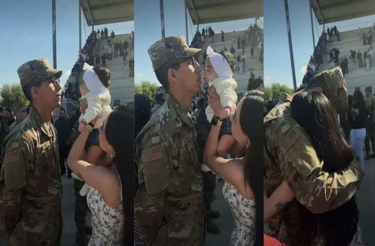 ड्यूटी के सख्त अनुशासन में खड़े सैनिक का भावुक पल, बेटी के स्पर्श ने पिघला दिया दिल