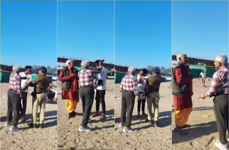 नर्मदा तट पर पेशाब करने से नाराज जिला पंचायत सीईओ ने युवक को मारे थप्पड, वीडियो में देखें पुजारी को भी दी धमकी