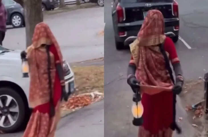 अमेरिका में हैलोवीन के लिए महिला ने लिया 'स्त्री' का लुक, Video हो रहा है वायरल