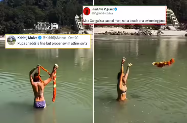 बिकिनी पहनकर गंगा में नहाने उतरी विदेशी महिला, ऋषिकेश के वायरल वीडियो ने सोशल मीडिया पर मचाया बवाल
