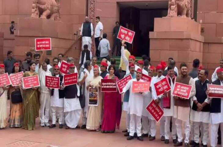 संसद परिसर में सपा का अनोखा प्रदर्शन: राम मंदिर चढ़ावा के नाम पर जुटाए 47,100 रुपए, वीडियो में बोले- 'एक-एक पैसे का रहेगा हिसाब'