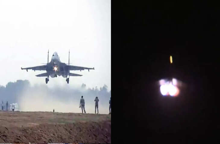 भारतीय वायुसेना ने शाहजहांपुर में गंगा एक्सप्रेसवे हवाई पट्टी पर रात्रिकालीन लड़ाकू जेट अभ्यास किया