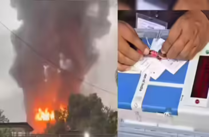 कोलकाता में सरकारी बिल्डिंग में भीषण आग, वीडियो में देंखे करीब 4 हजार EVM जलने का दावा