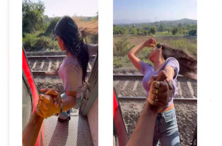 चलती ट्रेन के पीछे दौड़ती महिला का वीडियो वायरल, रील बनाने के चक्कर में की जानलेवा हरकत, गार्ड भी हैरान