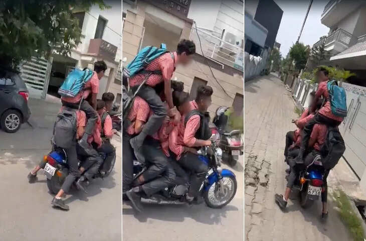 एक बाइक पर 6 छात्र, एक कंधे पर बैठा, बाकी चिपके रहे&hellip; मेरठ का खतरनाक VIDEO वायरल