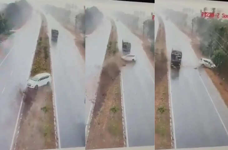 आंध्र प्रदेश में दर्दनाक सड़क हादसा, लॉरी से टकराई इनोवा, वीडियो वायरल