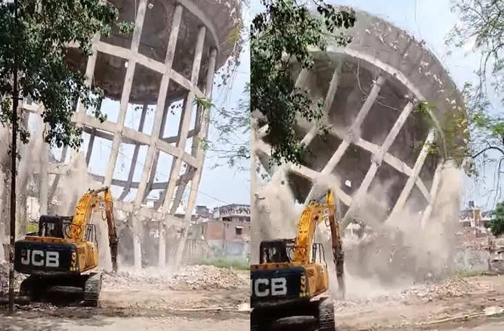 भरभराकर गिरी 25 साल पुरानी पानी की विशाल टंकी, इलाके में छाया धूल का गुबार