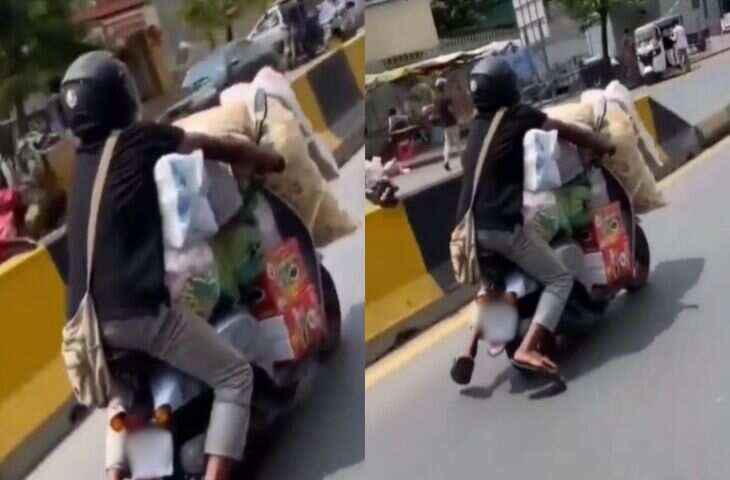 दो पहिया वाहन को तो इसने कार्गो वैन बना दिया, Video देख भौचक्के रह गए यूजर्स&nbsp;