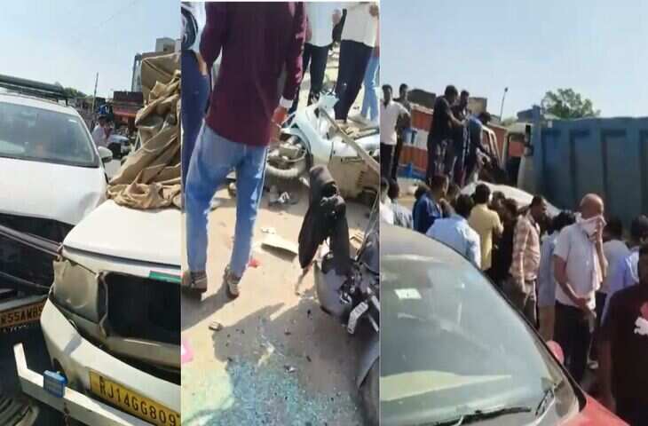 जयपुर में बड़ा सड़क हादसा टला, फुटेज में देखें तेज रफ्तार कार डिवाइडर की 4 फीट रेलिंग पर चढ़ी