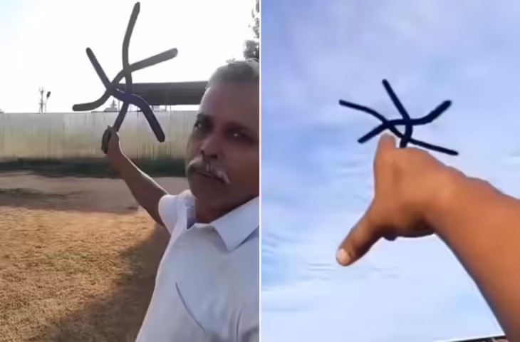 हवा में फुर्ती के साथ अंकल ने फेंका 'सुदर्शन चक्र', जब वापस घूमकर उंगली पर लौट आया तो खुली रह गईं सबकी आंखें