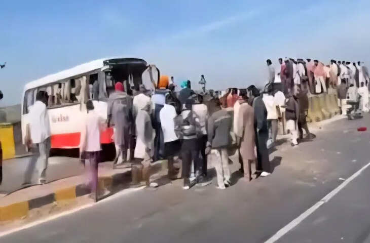 पीलीबंगा में बस पलटी, 1 महिला की मौत, 32 घायल