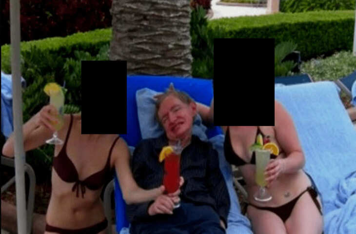 दोनों तरफ बिकिनी गर्ल्स और बीच में चिल करते दिखे दुनिया के मशहूर साइंटिस्ट हॉकिंग,&nbsp;एपस्टीन फाइल्स की नई तस्वीरे वायरल&nbsp;