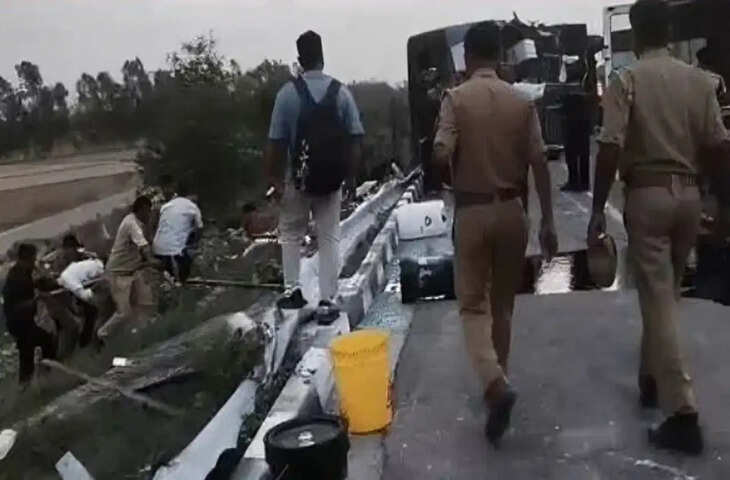 उन्नाव में भीषण सड़क हादसा, लखनऊ-आगरा एक्सप्रेसवे पर पलटी डबल डेकर बस; 5 की मौत, कई घायल