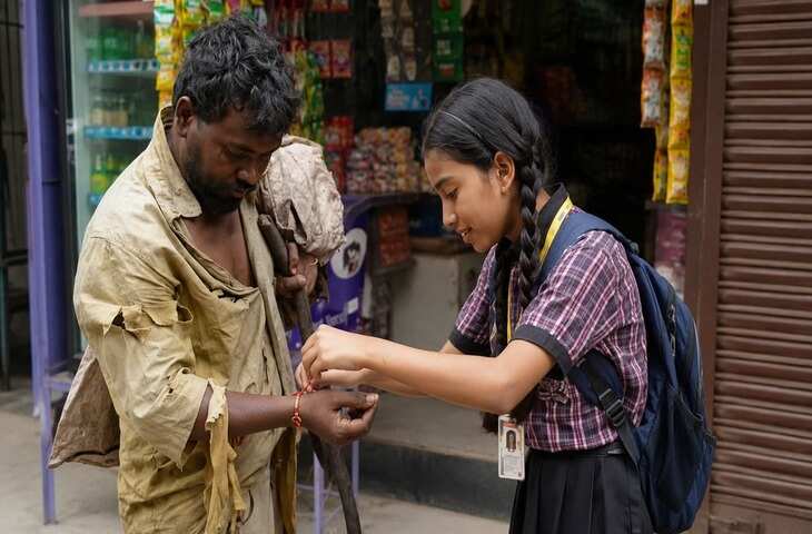 भिखारी जैसे दिख रहे शख्स को लड़की ने बांधी राखी, बदले में मिला महंगा तोहफा; वीडियो वायरल ❤️📱