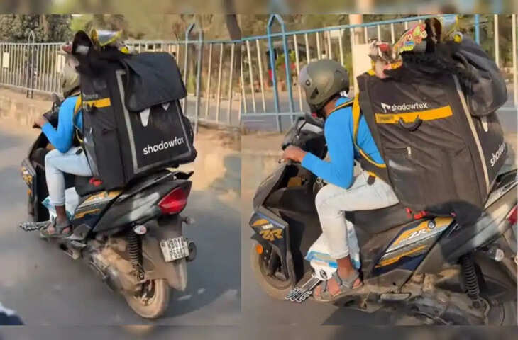 Viral Video :&nbsp;डिलीवरी बैग में निकला अनोखा सरप्राइज! पार्सल की जगह मां सरस्वती की प्रतिमा ले जाता दिखा डिलीवरी एजेंट