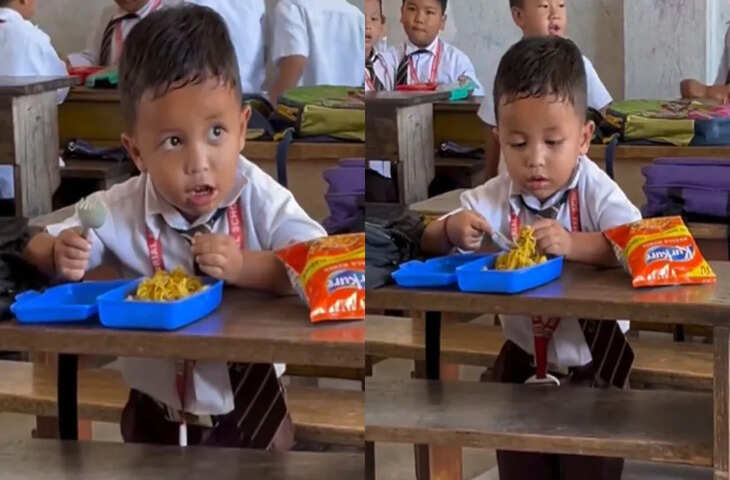 क्लास में अकेले लंच करते बच्चे का Video हुआ वायरल, लोग दे रहे हैं ऐसे रिएक्शन