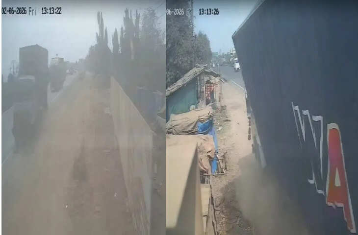 कार ने किया ऐसा ओवरटेक कि बिगड़ा कंटेनर का संतुलन, हाइवे के किनारे बने घर पर गिरा वाहन, खाना खा रहे शख्स की मौत