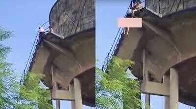 गोरखपुर में 100 फीट ऊंची पानी की टंकी पर चढ़ी 15 साल की लड़की, 3 घंटे तक बैठी रही; मौके पर जुटी भीड़