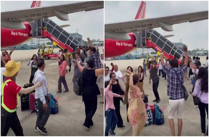 वियतनाम एयरपोर्ट रनवे पर गरबा करते दिखे भारतीय टूरिस्ट्स, सोशल मीडिया पर जमकर वायरल हो रहा वीडियो&nbsp;