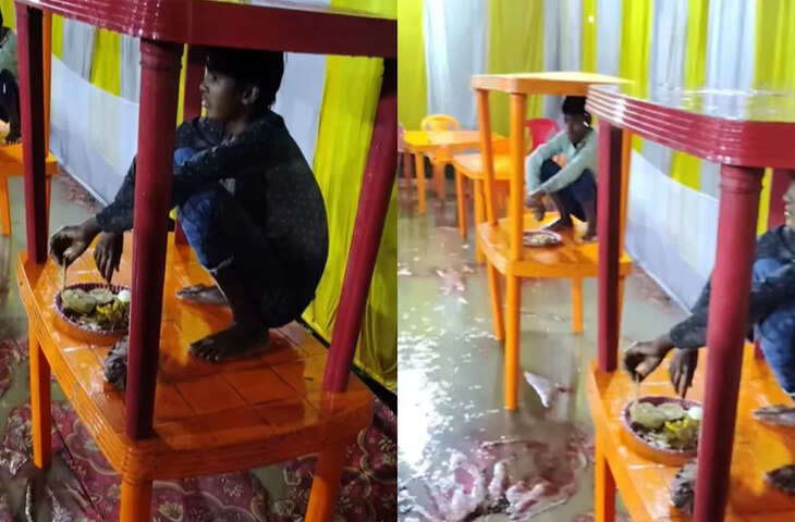 बारिश के बीच दावत का अनोखा वीडियो वायरल, लोगों ने दिए मजेदार रिएक्शन