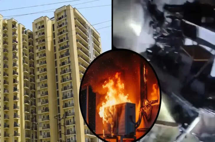 नोएडा के सेक्टर-75 में 12वीं मंजिल के फ्लैट में आग, फायर ब्रिगेड मौके पर
